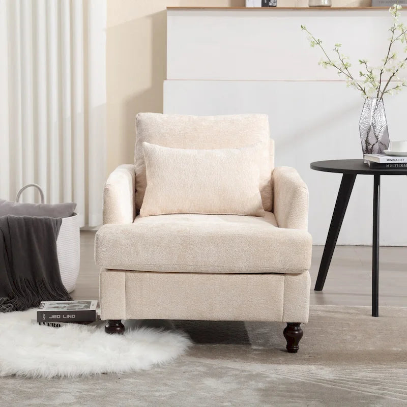 Sillón con estructura de madera, sillón decorativo moderno