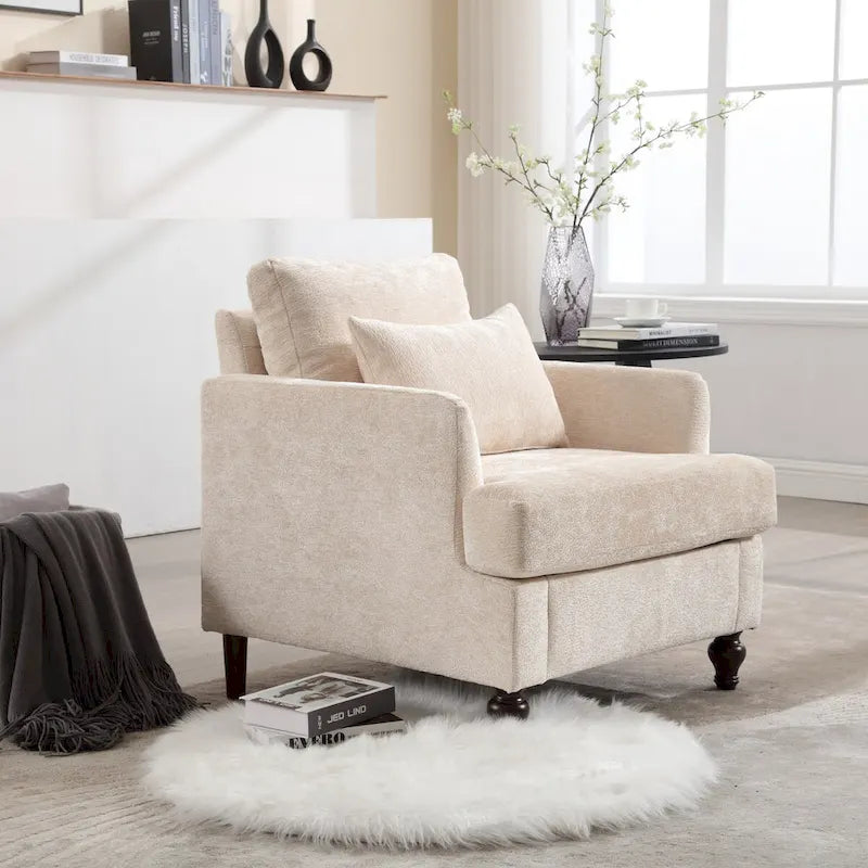 Sillón con estructura de madera, sillón decorativo moderno