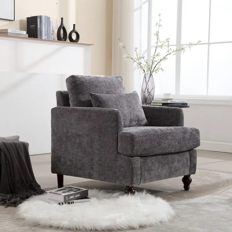 Sillón con estructura de madera, sillón decorativo moderno