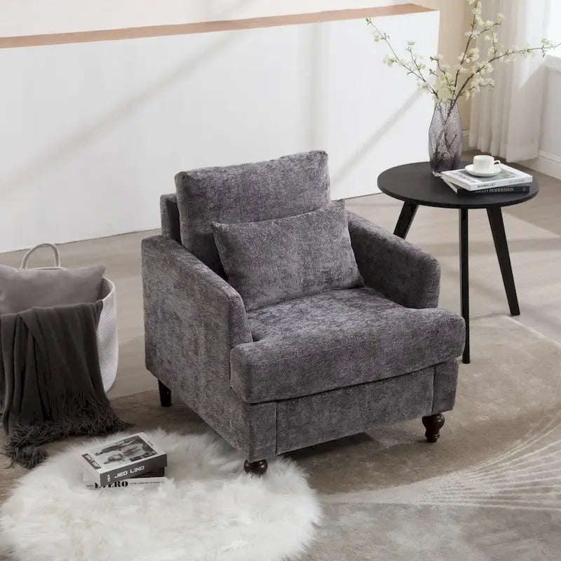 Sillón con estructura de madera, sillón decorativo moderno