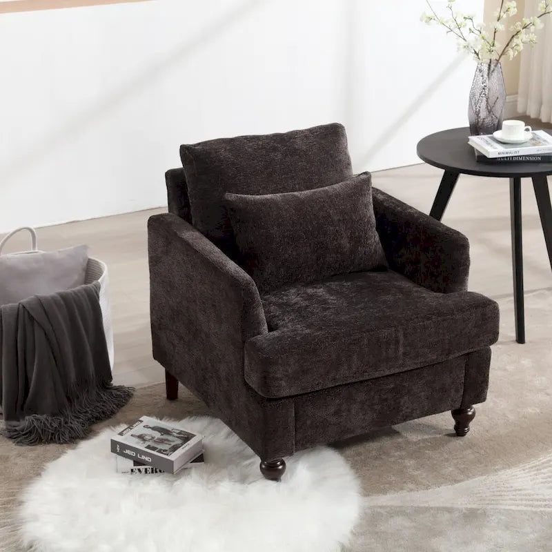 Sillón con estructura de madera, sillón decorativo moderno