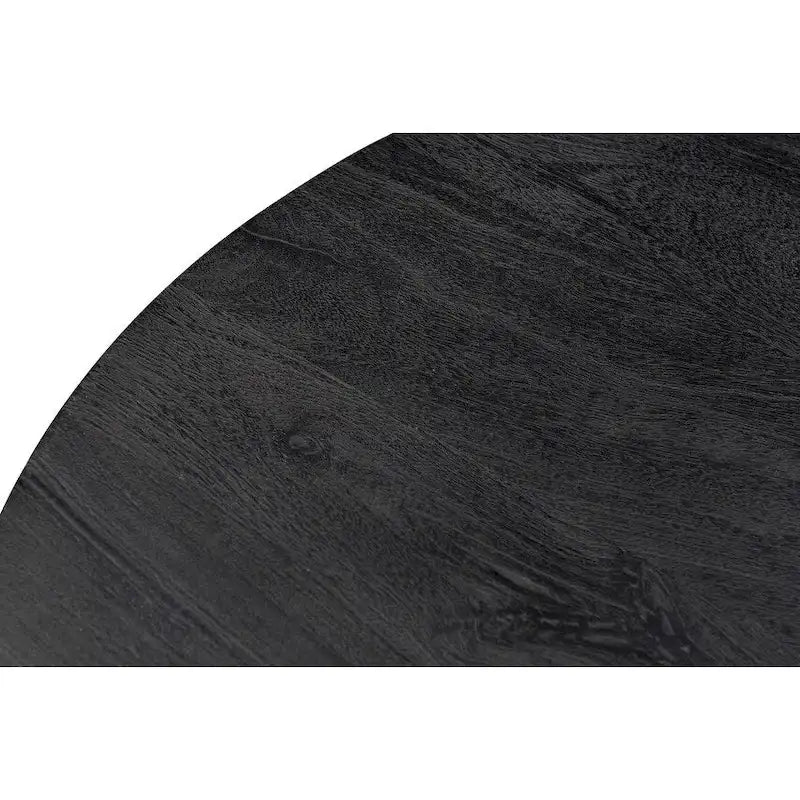 Couchtisch aus schwarzem Mangoholz mit trommelförmigem goldfarbenem Fuß - 32