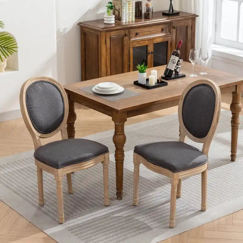 Ensemble de 2 chaises de salle à manger en bois d’hévéa massif et cannage, style campagne française, chaise d’appoint moderne du milieu du siècle avec dossier en rotin