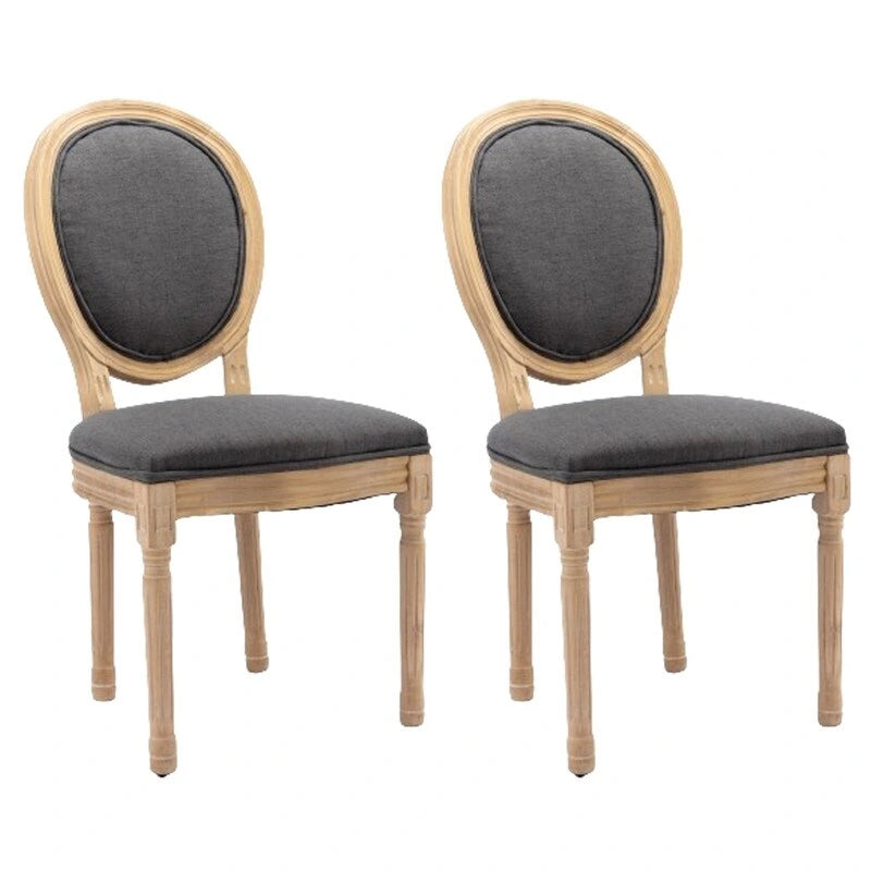 Ensemble de 2 chaises de salle à manger en bois d’hévéa massif et cannage, style campagne française, chaise d’appoint moderne du milieu du siècle avec dossier en rotin