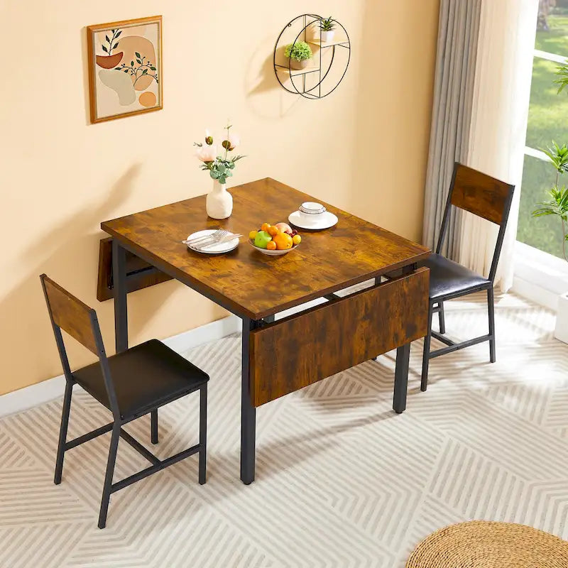 Mesa de comedor plegable de estilo industrial con estructura de acero
