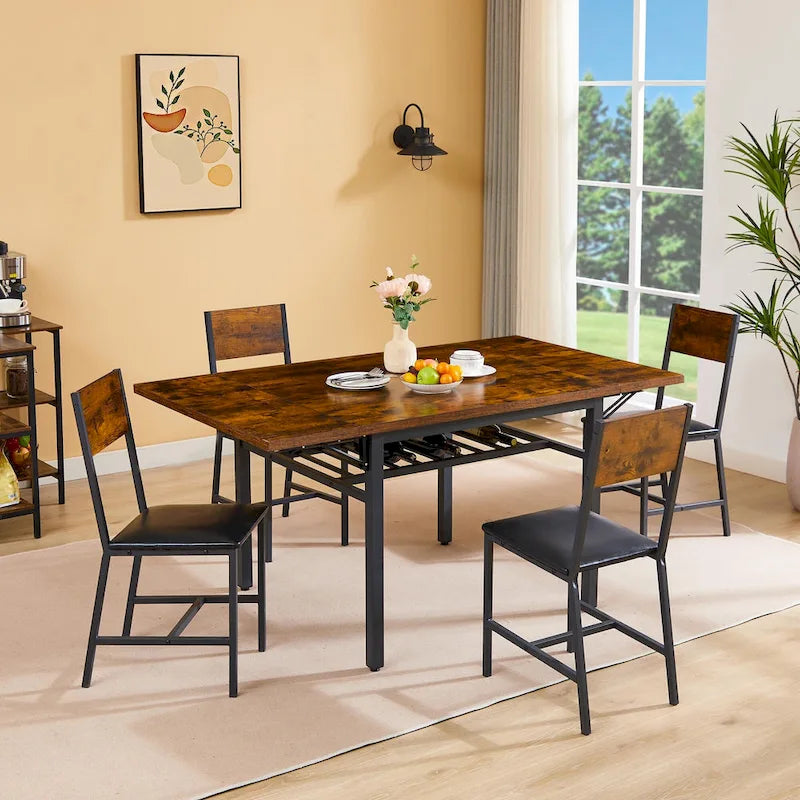 Mesa de comedor plegable de estilo industrial con estructura de acero