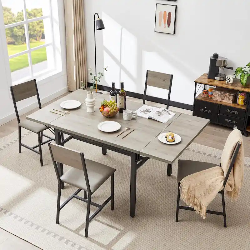 Mesa de comedor plegable de estilo industrial con estructura de acero
