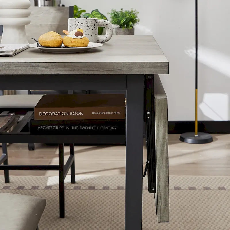 Mesa de comedor plegable de estilo industrial con estructura de acero
