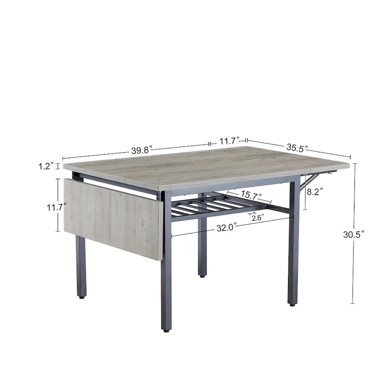 Mesa de comedor plegable de estilo industrial con estructura de acero