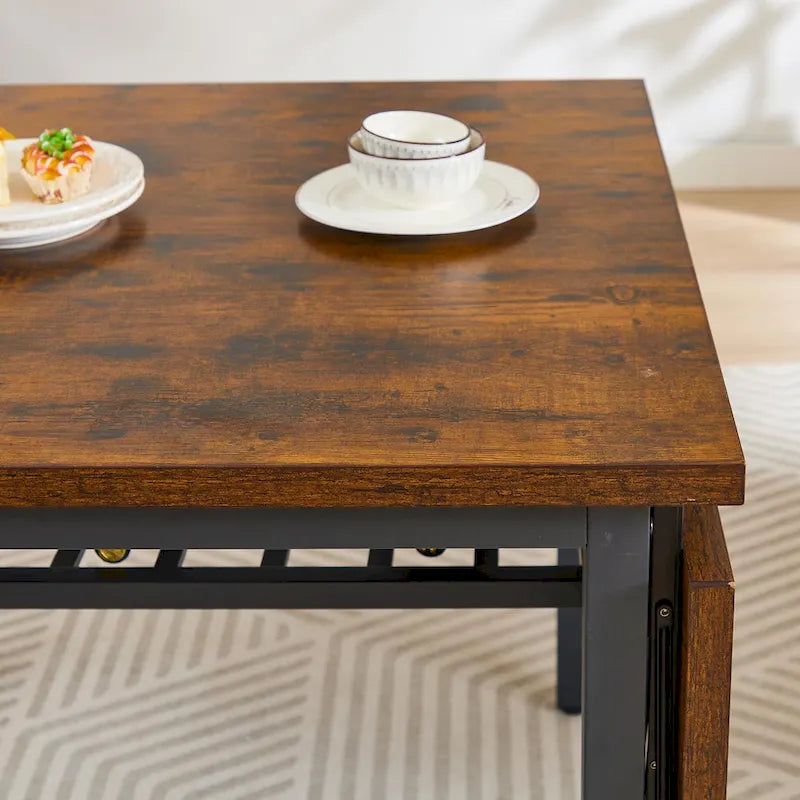 Mesa de comedor plegable de estilo industrial con estructura de acero