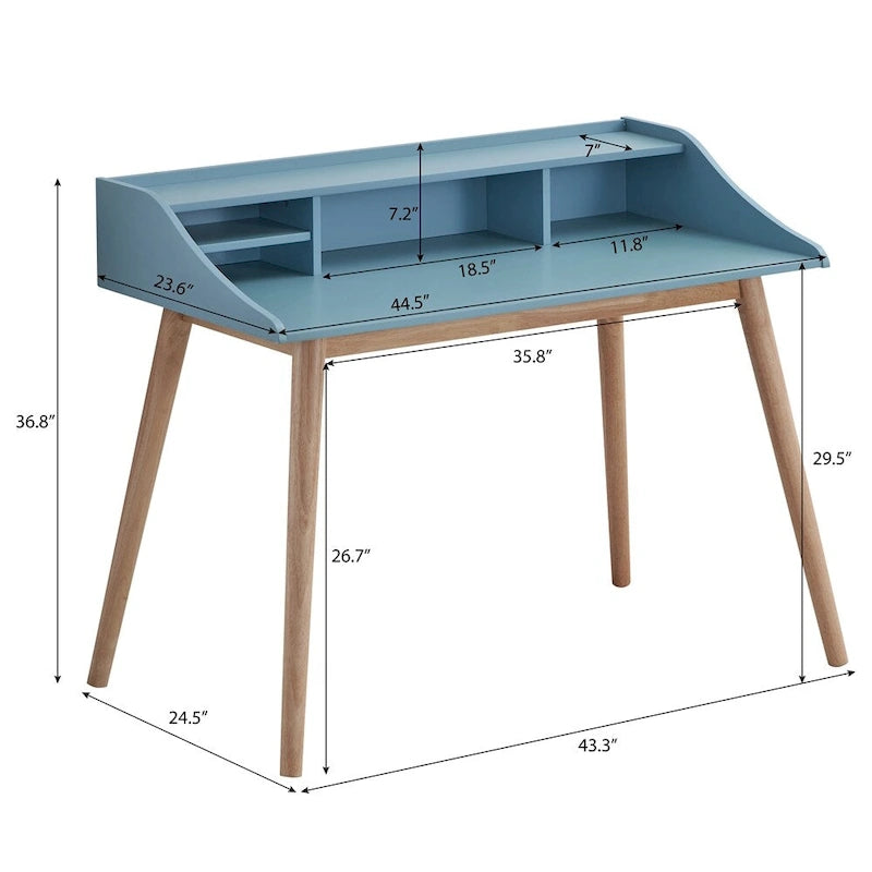 Schreibtisch aus Holz im Mid-Century-Modern-Stil mit Aufsatzregal