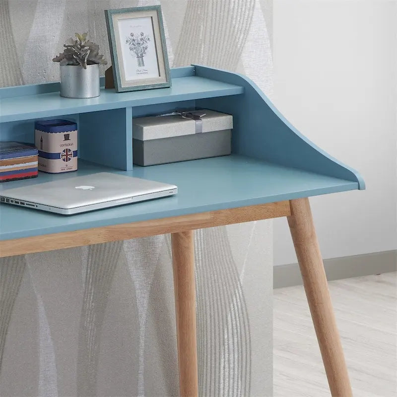 Schreibtisch aus Holz im Mid-Century-Modern-Stil mit Aufsatzregal